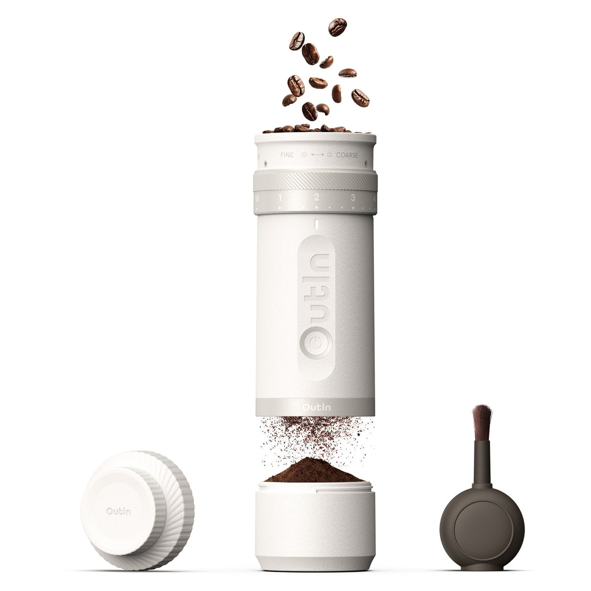 OutIn Fino Portable Electric Coffee Grinder - Stainless Steel Conical Burrs, USB-C Rechargeable