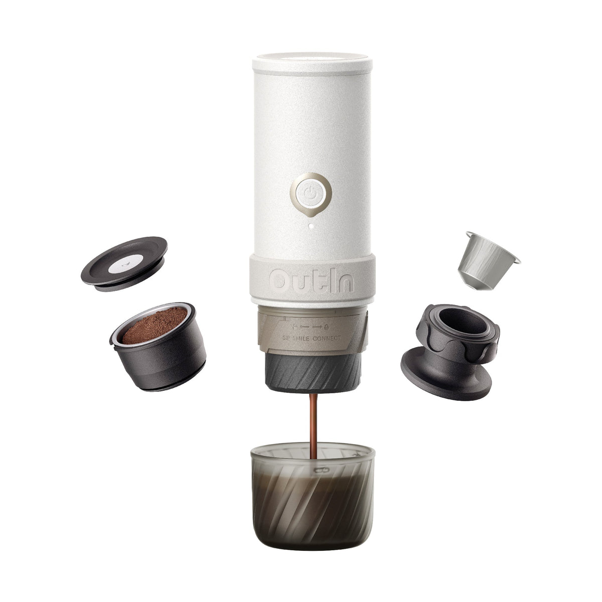 OutIn Mino Portable Electric Espresso Machine - 22-Bar Pressure, Self-Heating, USB-C (OTEM-MO-01)