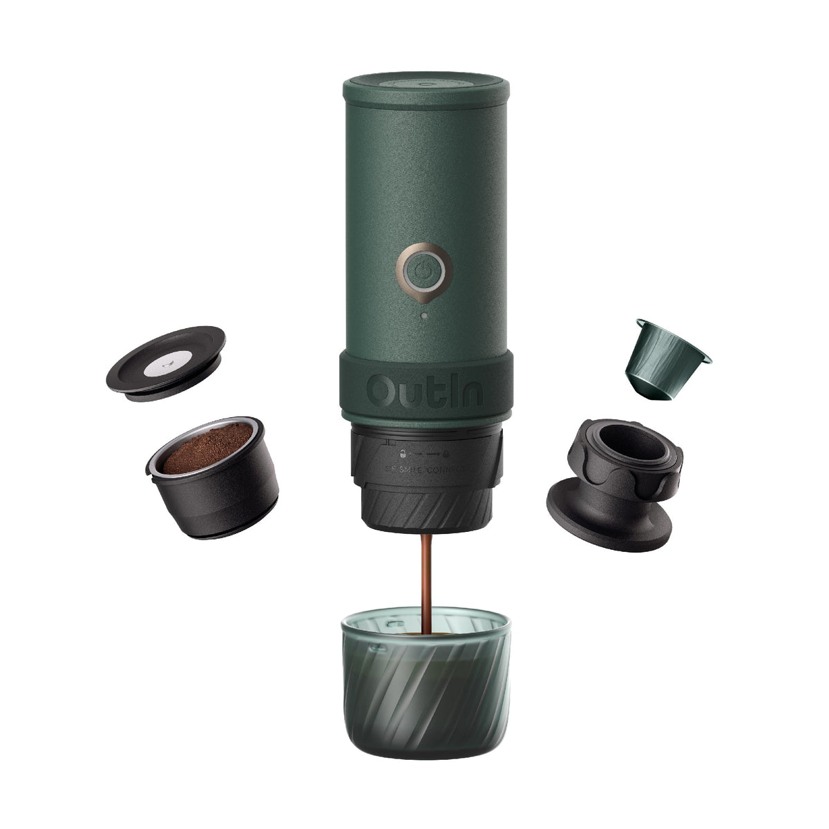 OutIn Mino Portable Electric Espresso Machine - 22-Bar Pressure, Self-Heating, USB-C (OTEM-MO-01)