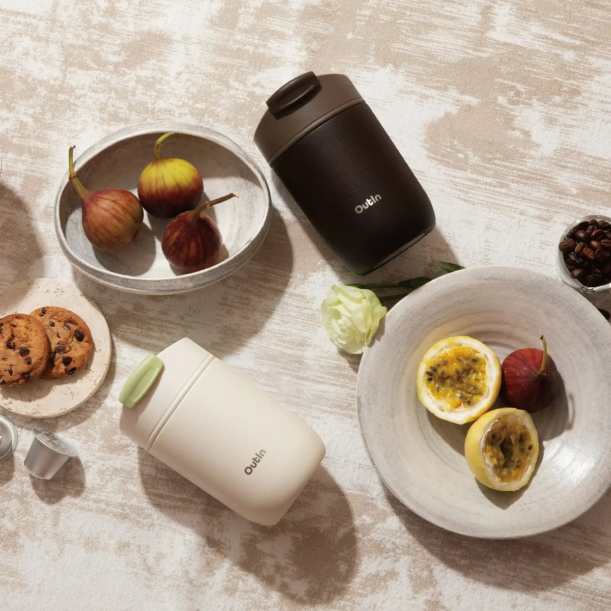 OutIn Insulated Stainless Steel Travel Coffee Tumbler - Double-Walled Vacuum Mug (14 oz)