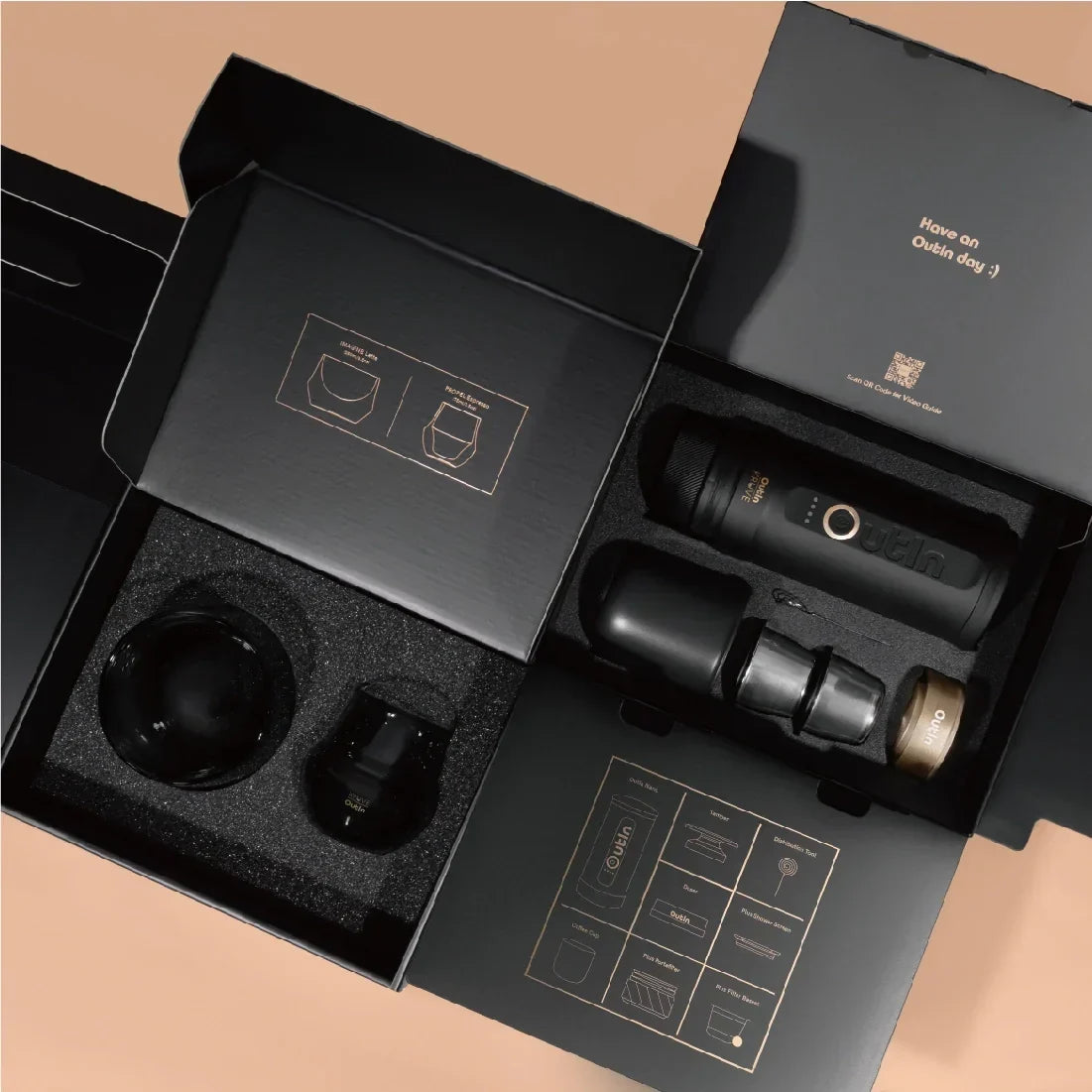 OutIn x KRUVE Barista Specialty Espresso Gift Set - Portable Nano Machine with Kruve Glassware