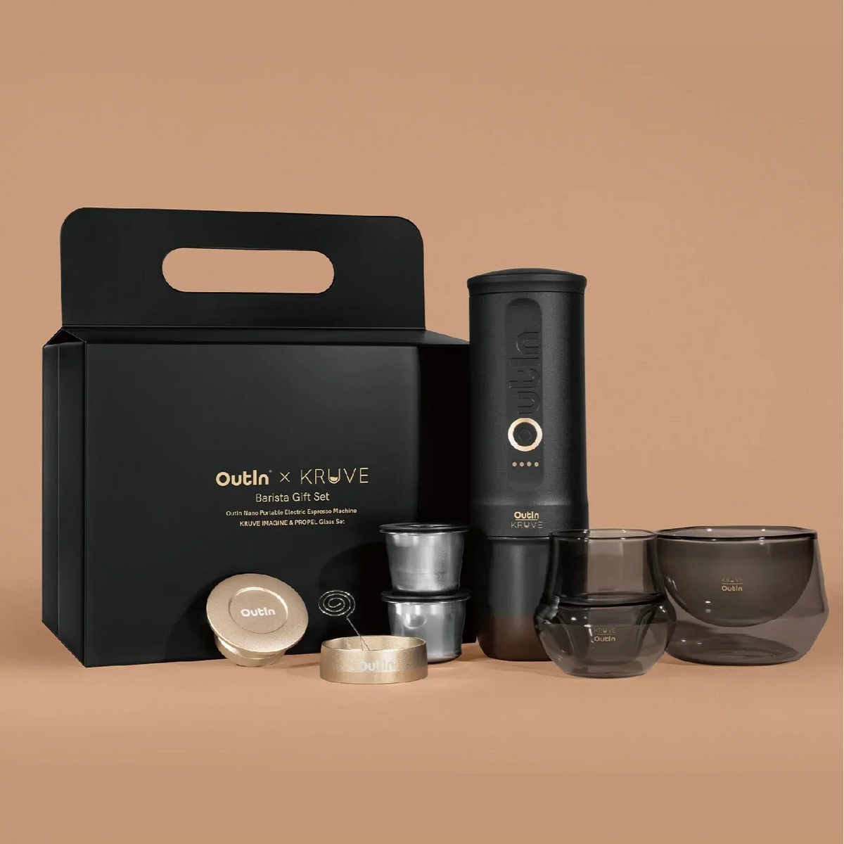 OutIn x KRUVE Barista Specialty Espresso Gift Set - Portable Nano Machine with Kruve Glassware