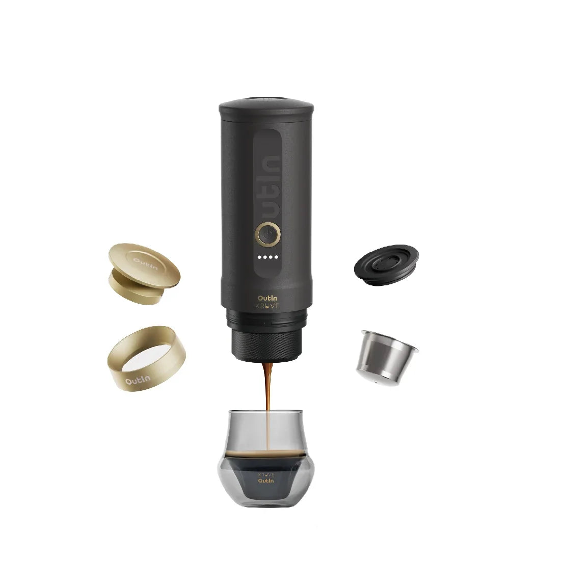 OutIn x KRUVE Barista Specialty Espresso Gift Set - Portable Nano Machine with Kruve Glassware