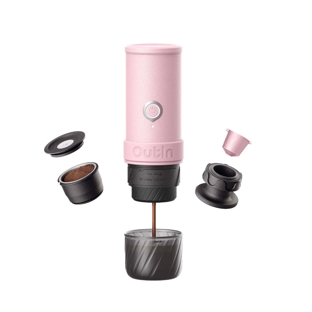 OutIn Mino Portable Electric Espresso Machine - 22-Bar Pressure, Self-Heating, USB-C (OTEM-MO-01)