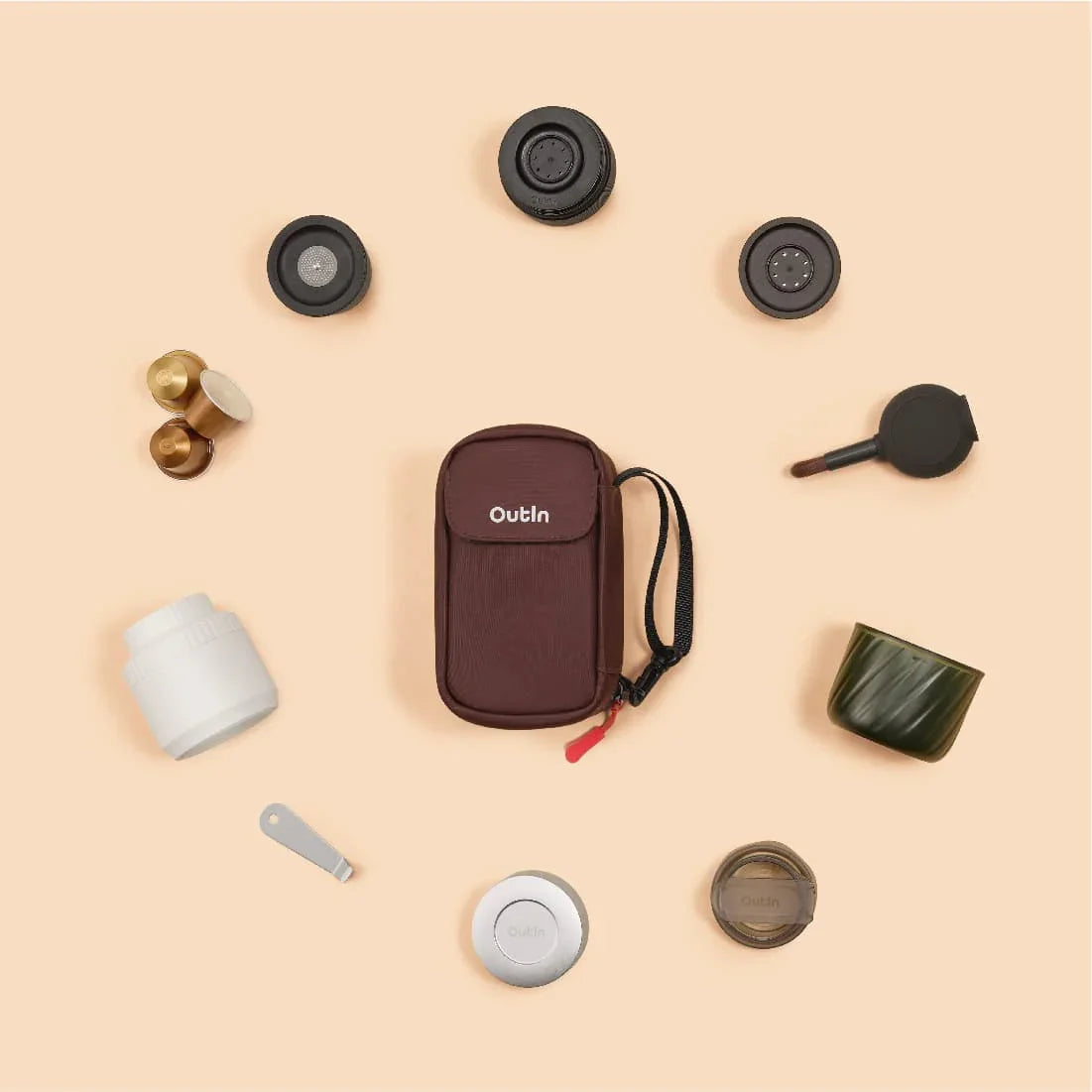 OutIn Drawstring Travel Gear Pouch - Water-Resistant Storage Bag for Espresso Accessories