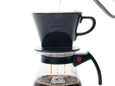 Kalita Style 102 Ceramic Pour-Over Coffee Dripper - Black, 3-Hole Wedge Cone (2-4 Cups)