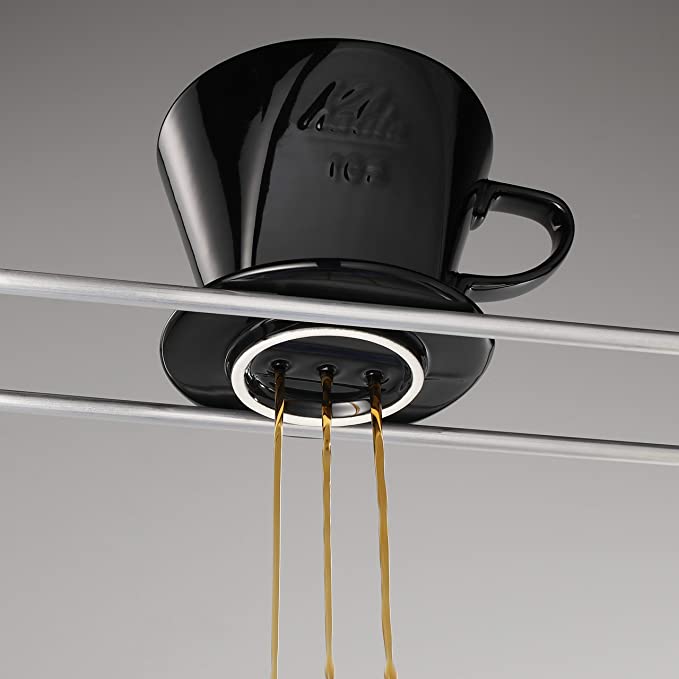 Kalita Style 102 Ceramic Pour-Over Coffee Dripper - Black, 3-Hole Wedge Cone (2-4 Cups)