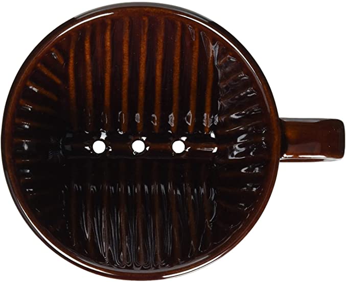 Kalita Style 102 Ceramic Pour-Over Coffee Dripper - Brown, 3-Hole Wedge Cone (2-4 Cups)
