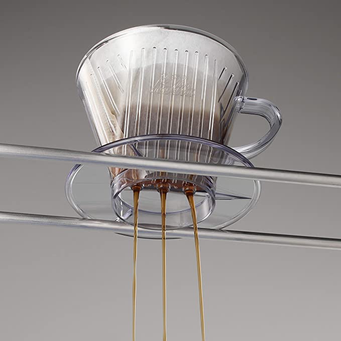Kalita Style 102 Pour-Over Coffee Dripper - Clear Plastic, 3-Hole Wedge Cone (2-4 Cups)