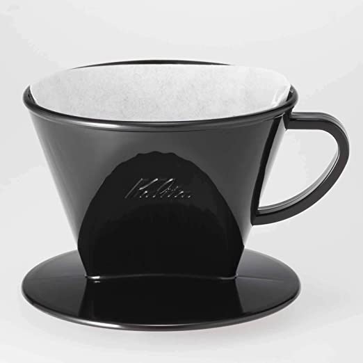 Kalita Style 102 Pour-Over Coffee Dripper - Black Plastic, 3-Hole Wedge Cone (2-4 Cups)