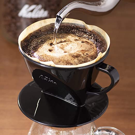 Kalita Style 102 Pour-Over Coffee Dripper - Black Plastic, 3-Hole Wedge Cone (2-4 Cups)