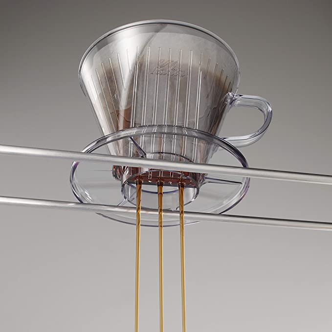 Kalita Style 103 Wide-Brim Pour-Over Coffee Dripper - Clear Plastic, 3-Hole Brewer (4-7 Cups)