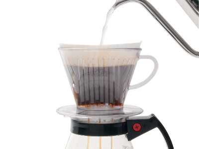 Kalita Style 103 Wide-Brim Pour-Over Coffee Dripper - Clear Plastic, 3-Hole Brewer (4-7 Cups)