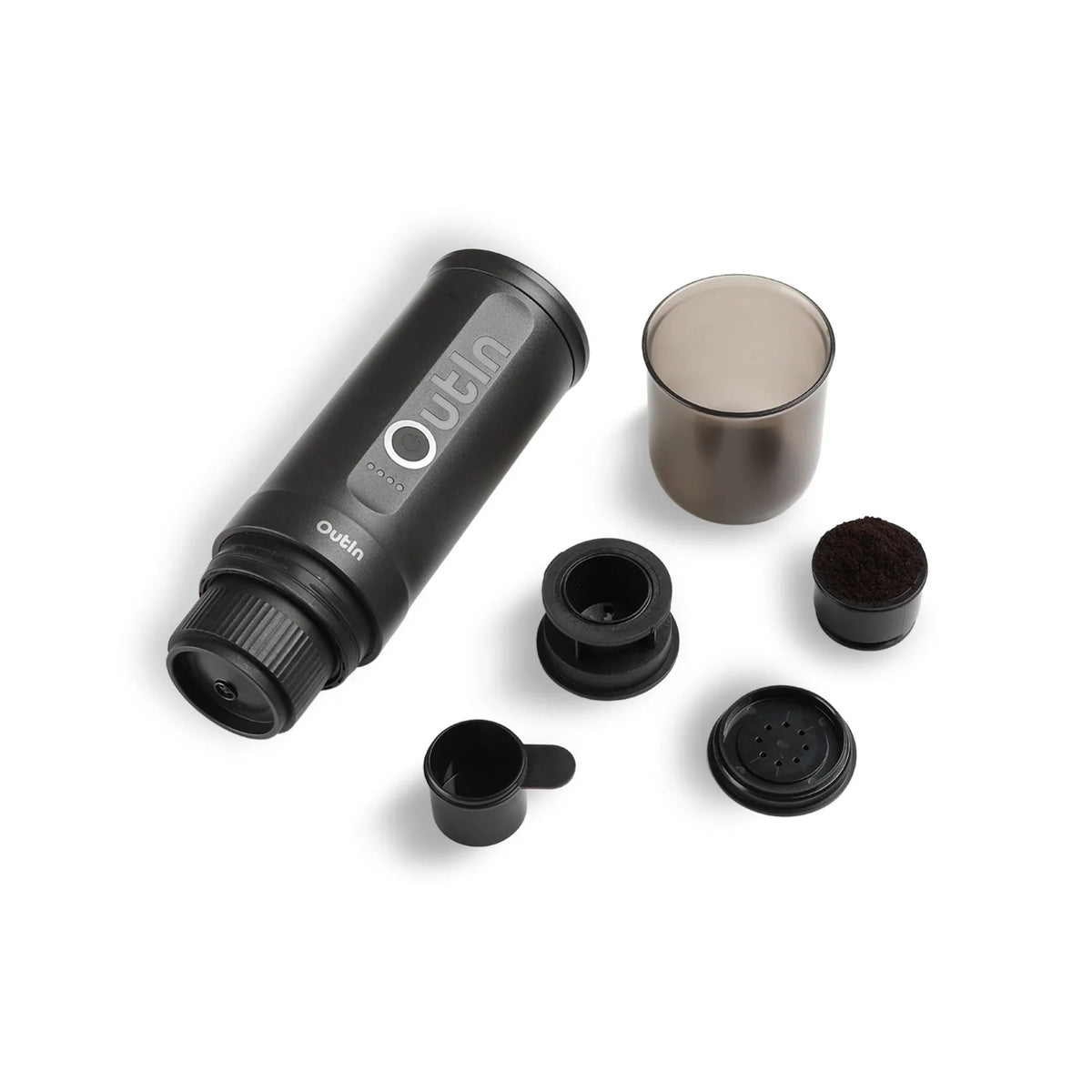 OutIn Nano Traveler Espresso Gift Set - Space Grey Machine with Custom Protective Travel Case