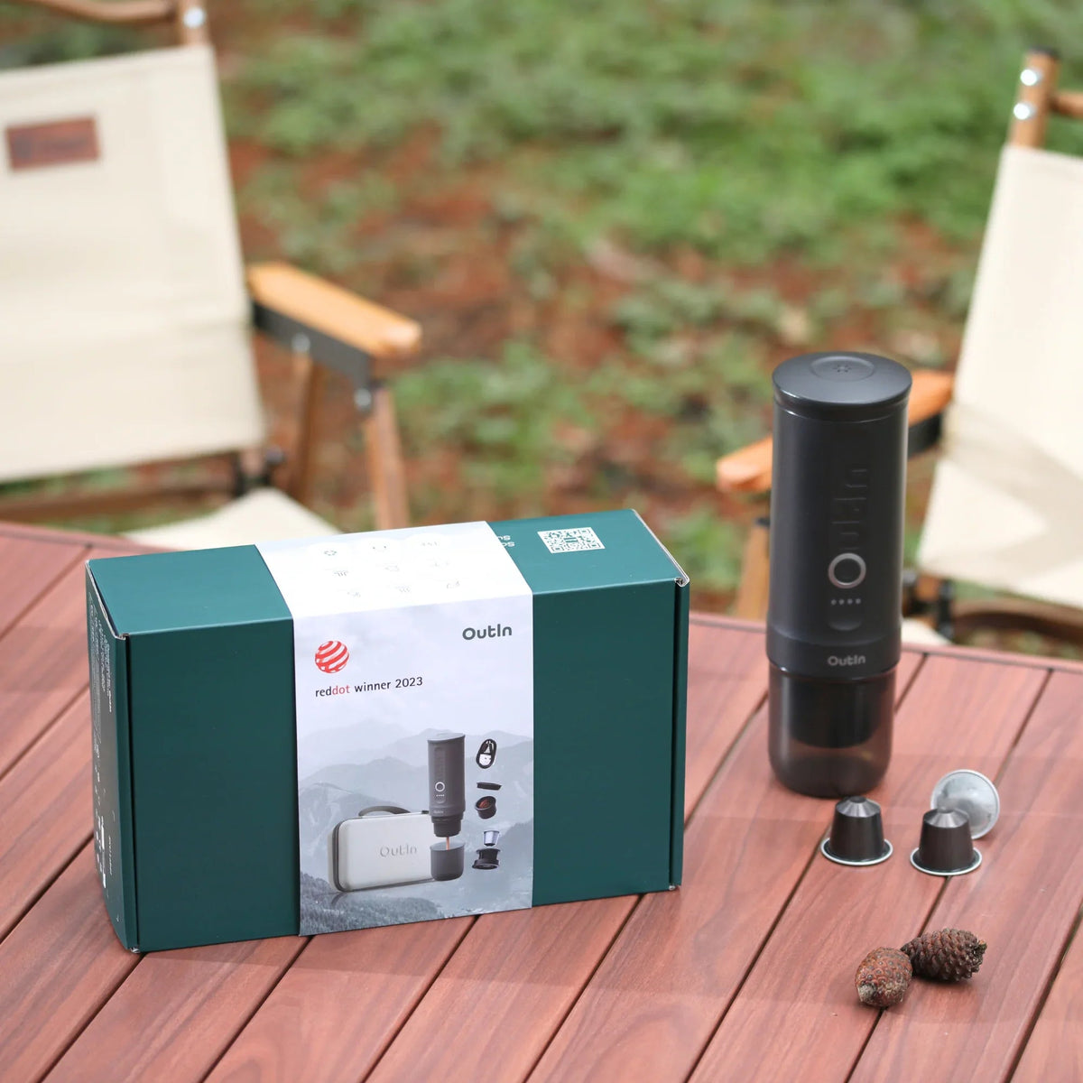 OutIn Nano Traveler Espresso Gift Set - Space Grey Machine with Custom Protective Travel Case