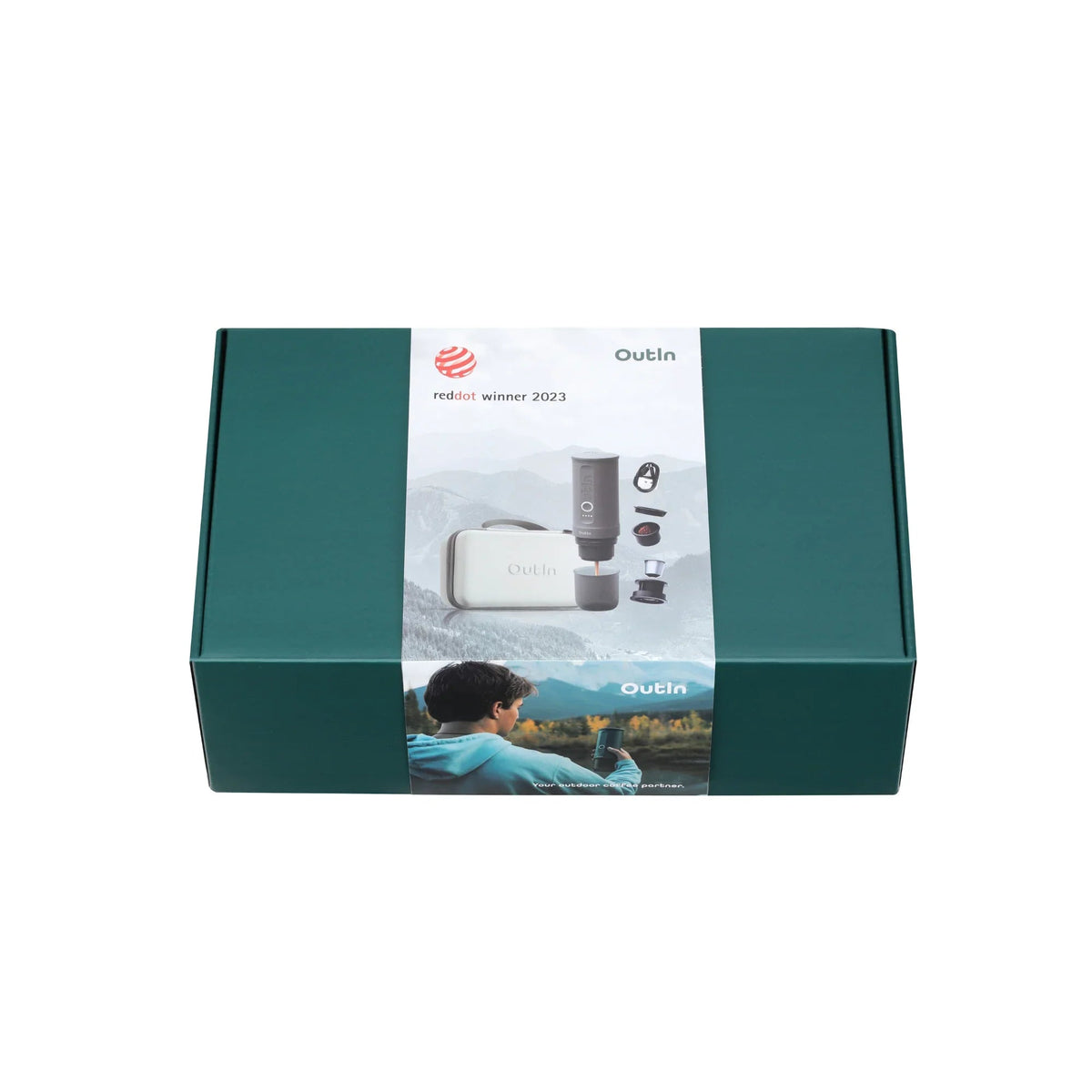 OutIn Nano Traveler Espresso Gift Set - Space Grey Machine with Custom Protective Travel Case