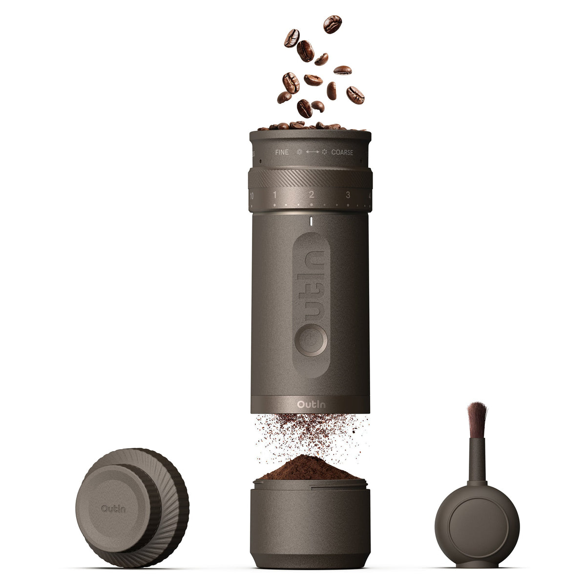 OutIn Fino Portable Electric Coffee Grinder - Stainless Steel Conical Burrs, USB-C Rechargeable
