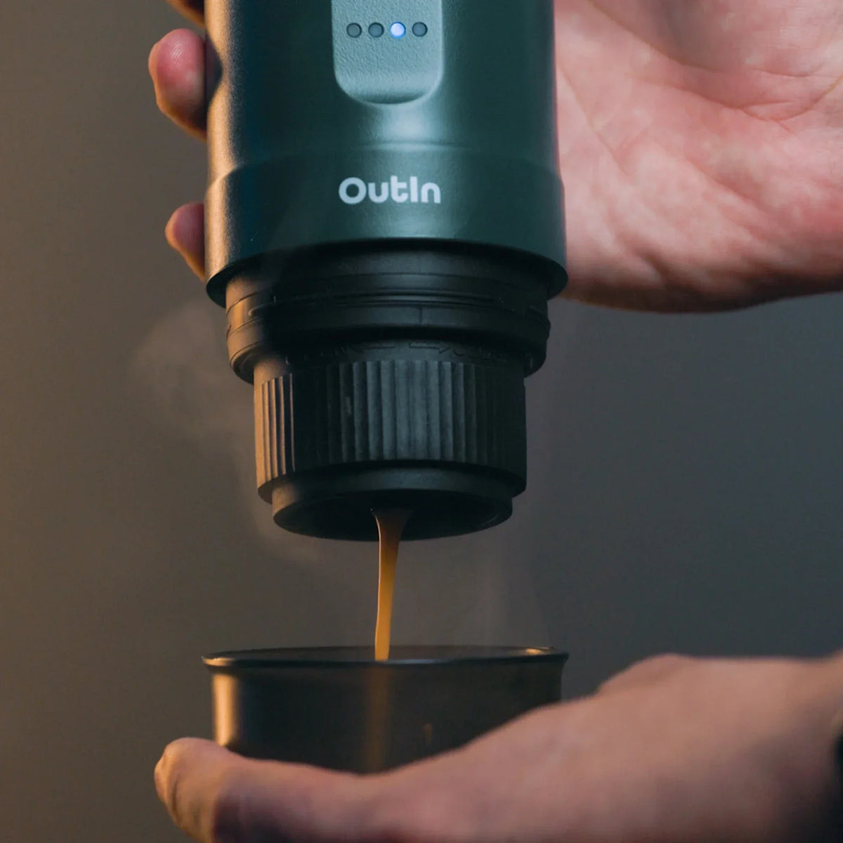 OutIn Nano Portable Electric Espresso Machine - OutIn Teal, 20-Bar Self-Heating (12V/USB-C)