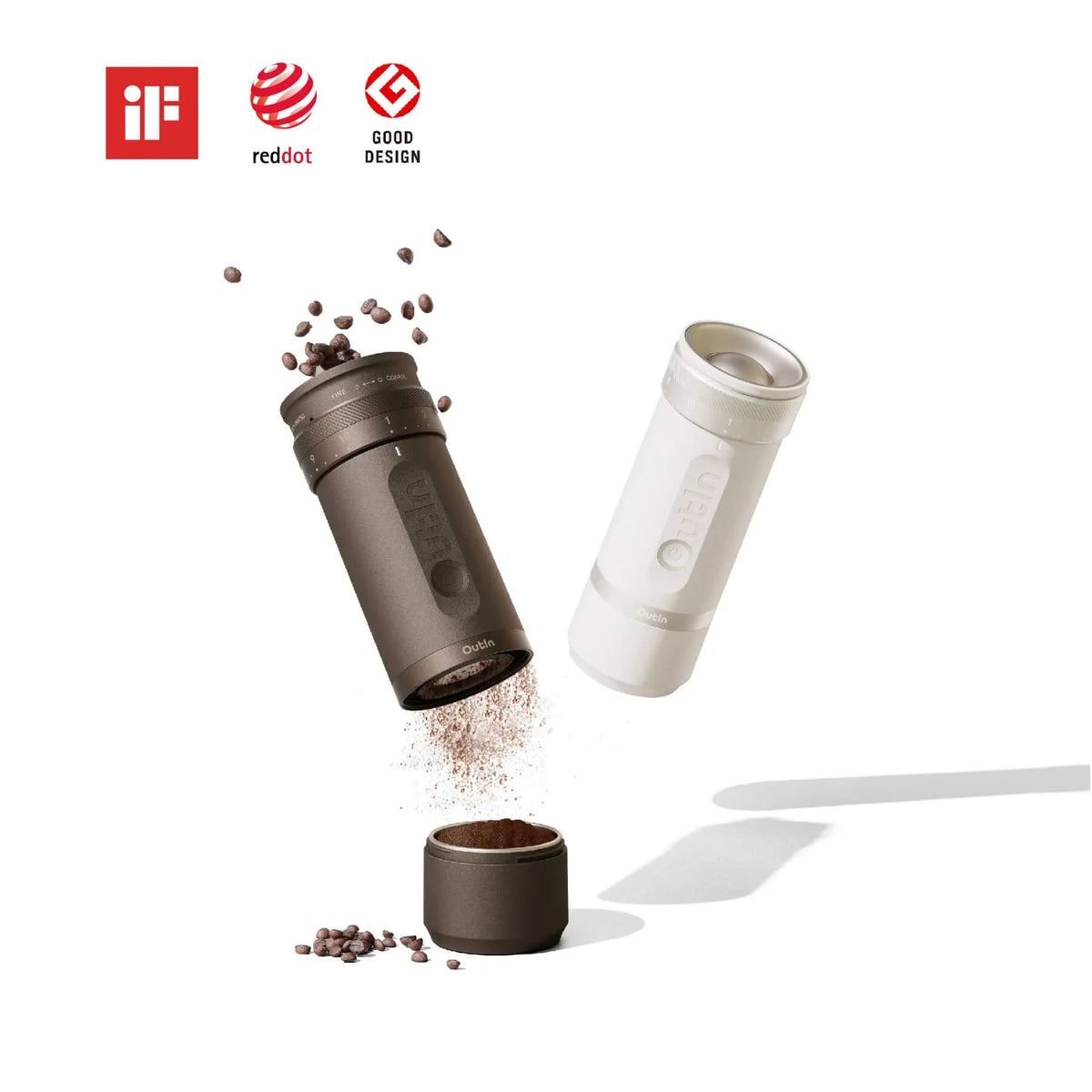 OutIn Fino Portable Electric Coffee Grinder - Stainless Steel Conical Burrs, USB-C Rechargeable