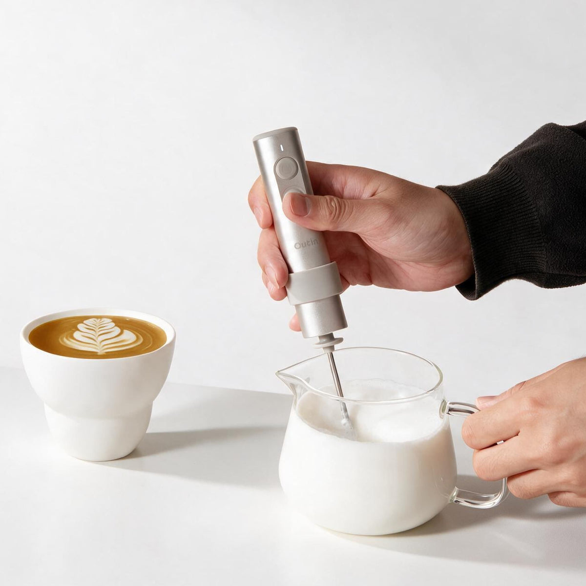 OutIn LattoGo Portable Handheld Milk Frother - Dual-Speed Whisk, USB-C Rechargeable