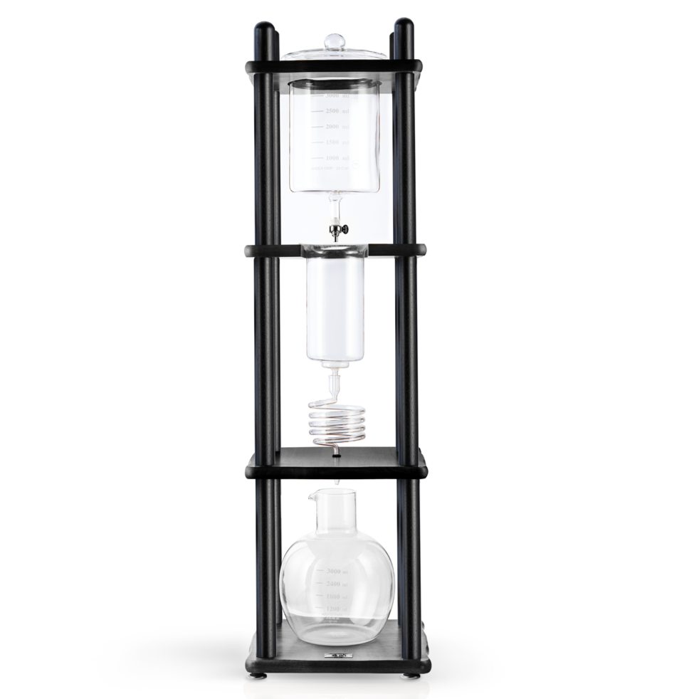 Yama Glass Cold Brew Tower – Black Straight Frame – 25 Cup (100 oz) Espresso Parts