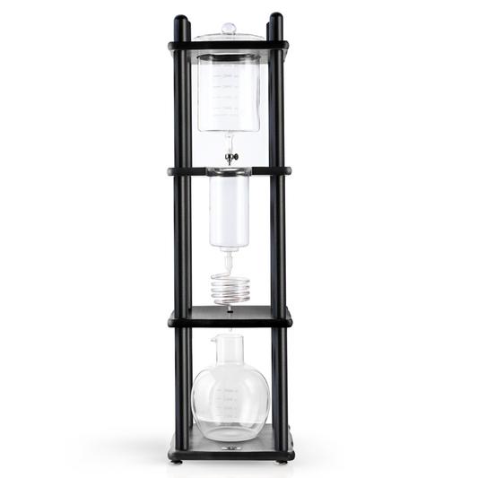Yama Glass Cold Brew Tower – Black Straight Frame – 25 Cup (100 oz) Espresso Parts