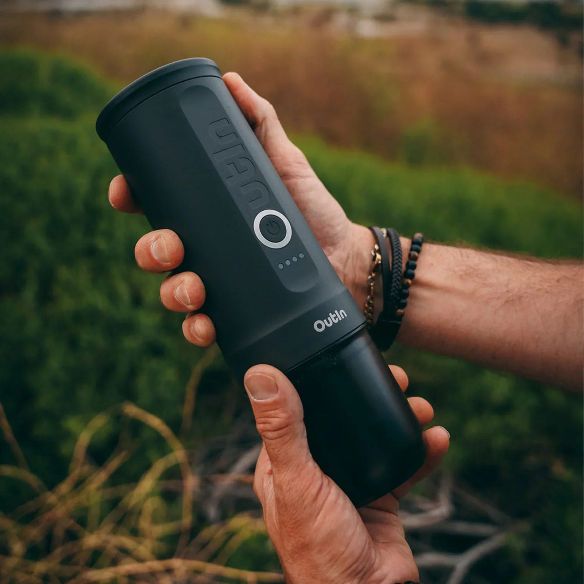 OutIn Nano Portable Electric Espresso Machine - Space Grey, 20-Bar Self-Heating (12V/USB-C)