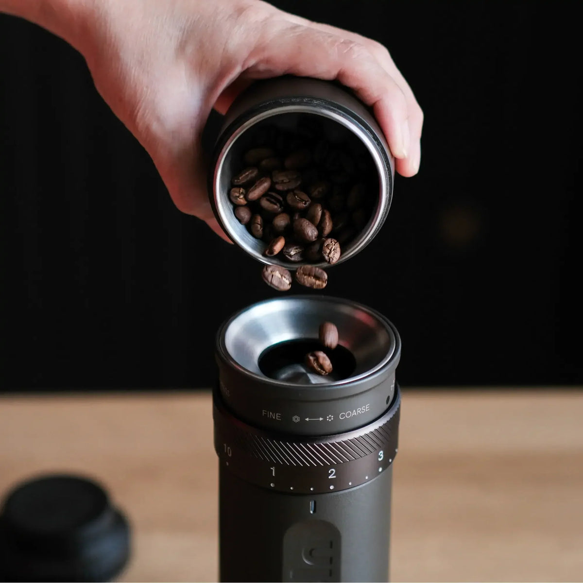 OutIn Fino Portable Electric Coffee Grinder - Stainless Steel Conical Burrs, USB-C Rechargeable