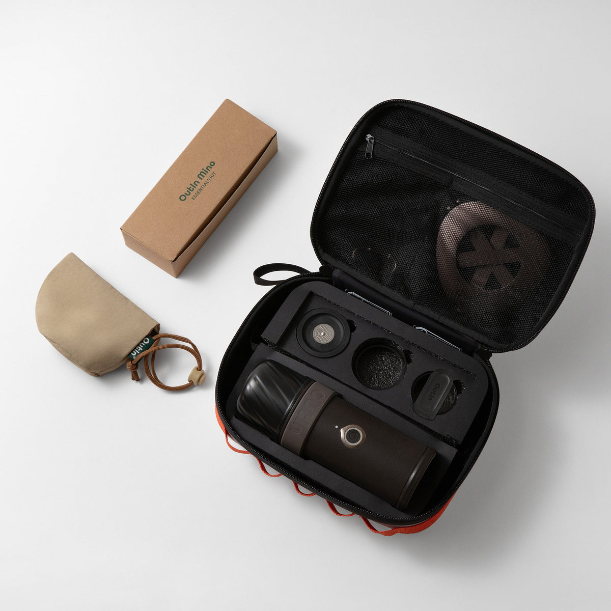 OutIn Mino Traveler Espresso Gift Set - Portable Machine with Custom Travel Case & Folding Stand