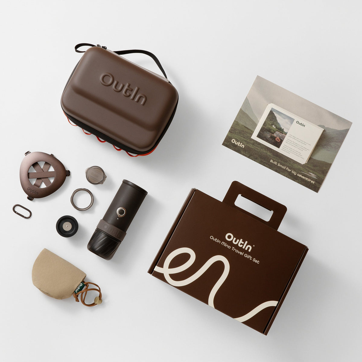 OutIn Mino Traveler Espresso Gift Set - Portable Machine with Custom Travel Case & Folding Stand