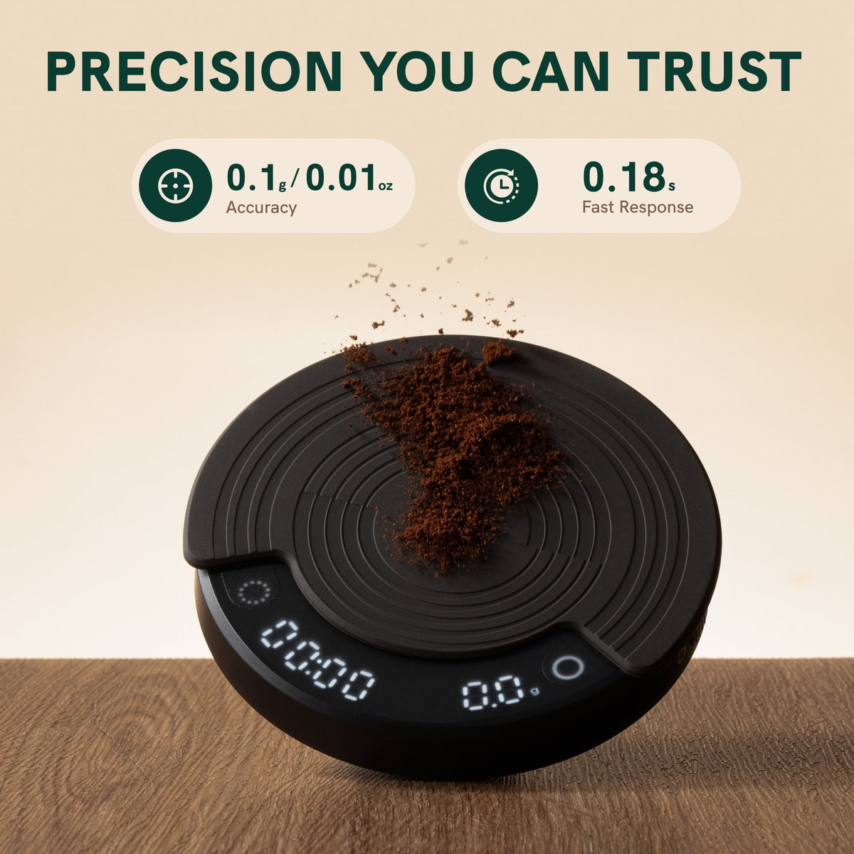 OutIn Claro Precision Coffee Scale with Timer - 0.1g Rechargeable Compact Espresso Scale