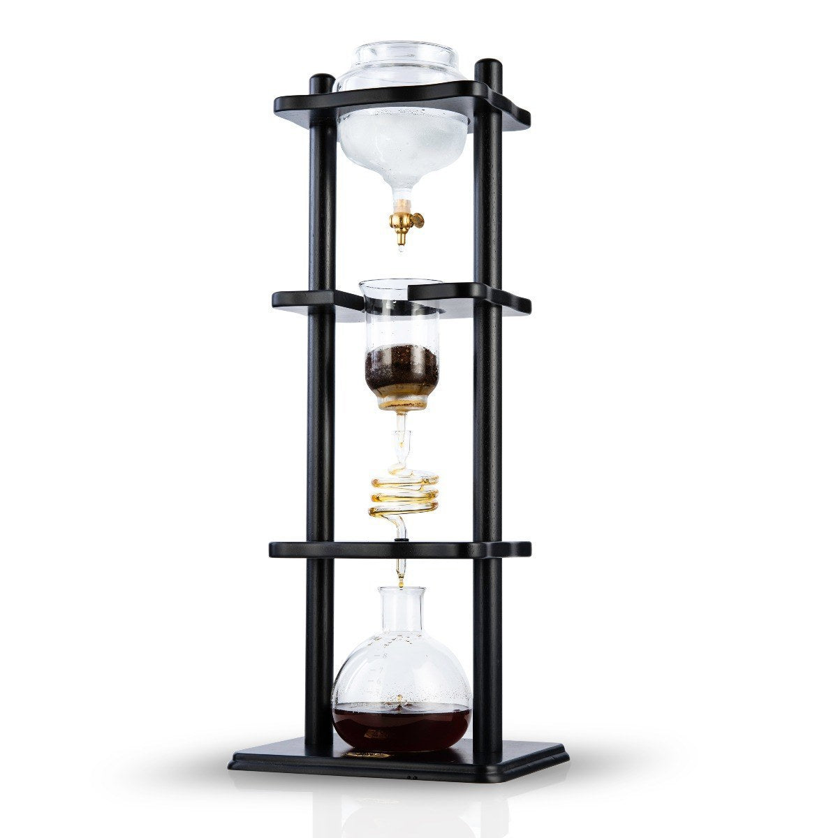 Yama Glass Cold Brew Tower – Black Straight Frame – 6–8 Cup (32 oz) Espresso Parts