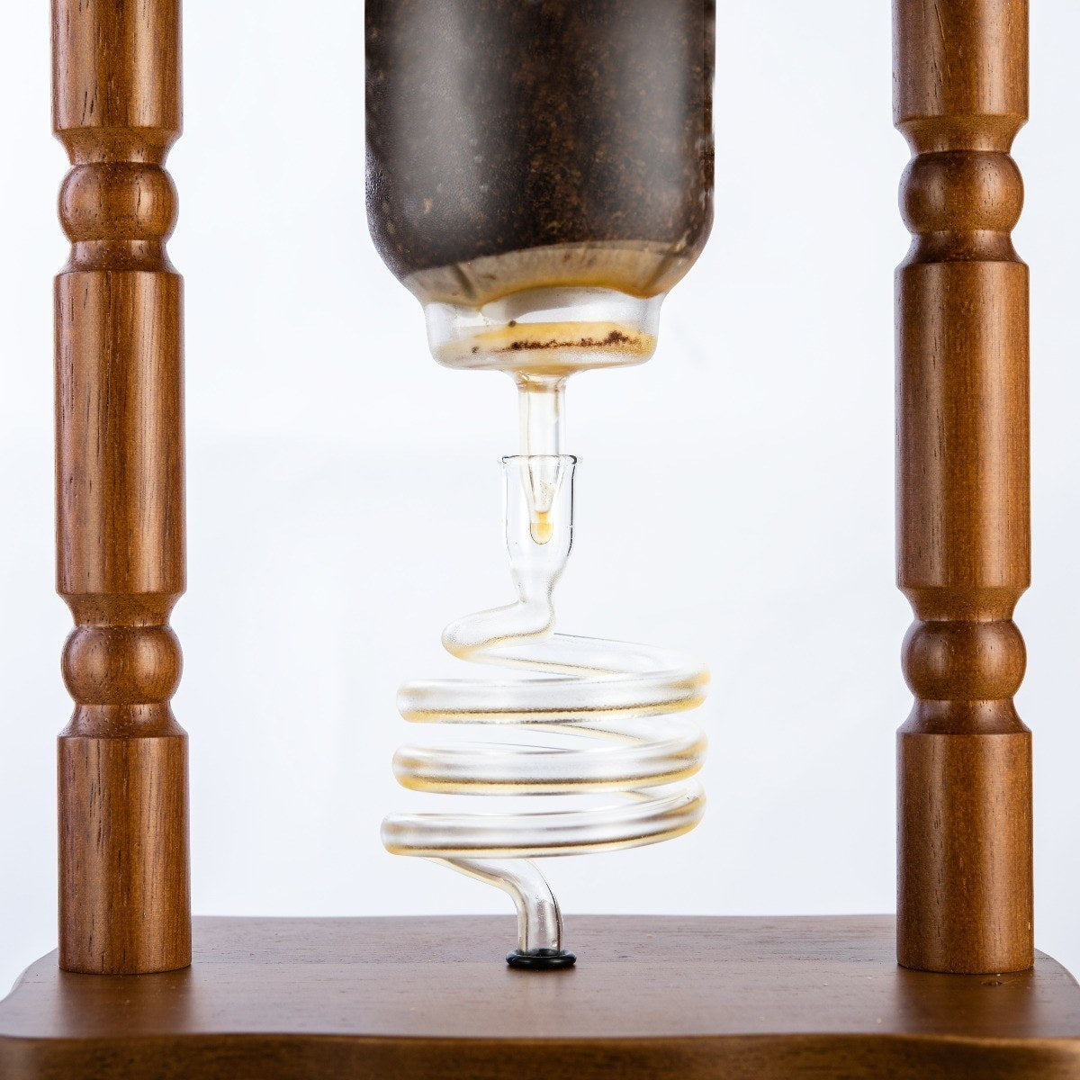 Yama Glass Cold Brew Tower – Curved Brown Wood Frame – 6–8 Cup (32 oz) Espresso Parts