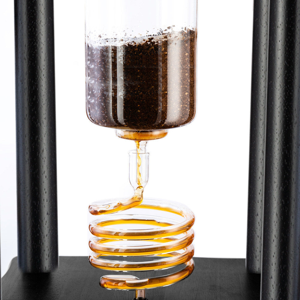 Yama Glass Cold Brew Tower – Black Straight Frame – 25 Cup (100 oz) Espresso Parts