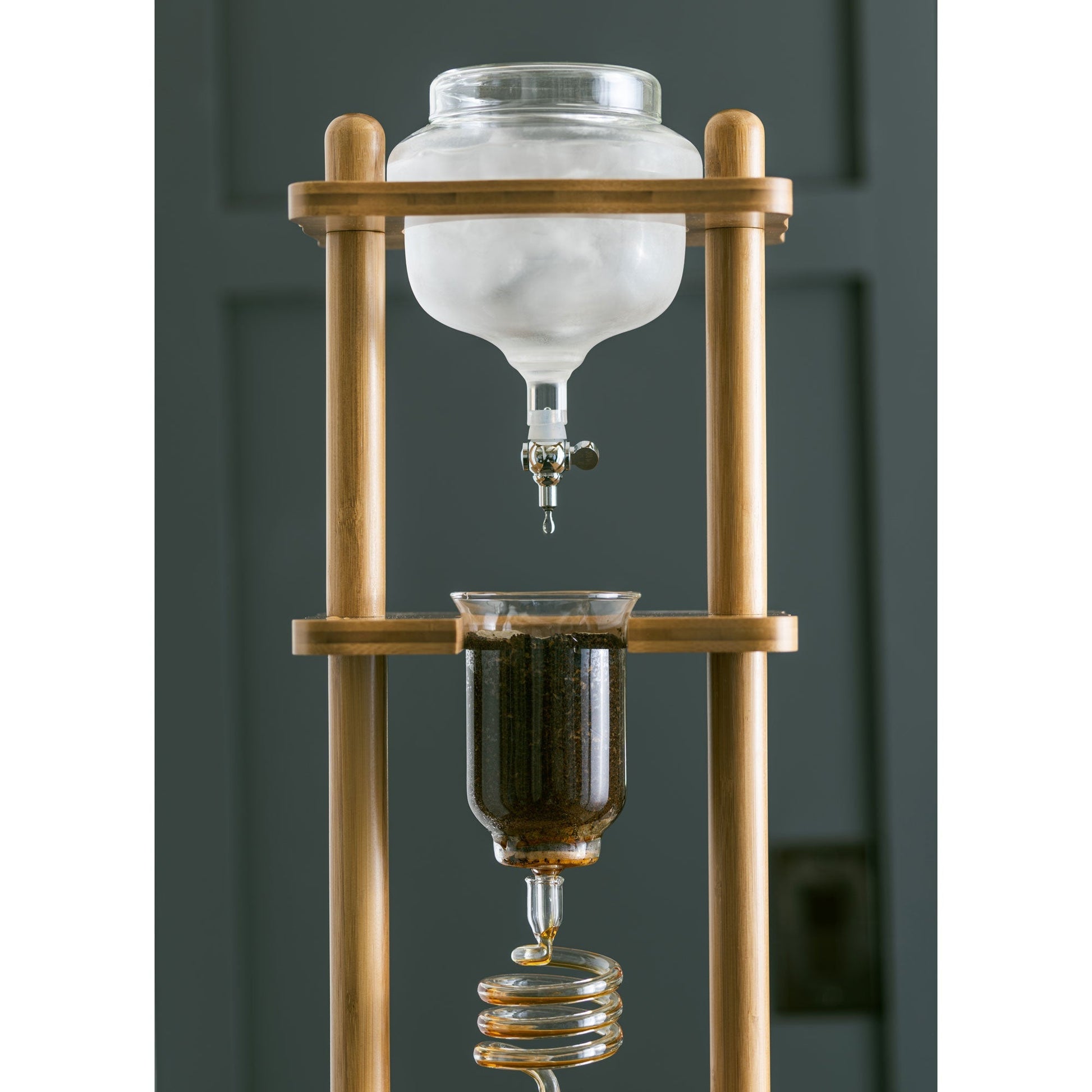 Yama Glass Cold Brew Tower – Bamboo Straight Frame – 6–8 Cup (32 oz) Espresso Parts
