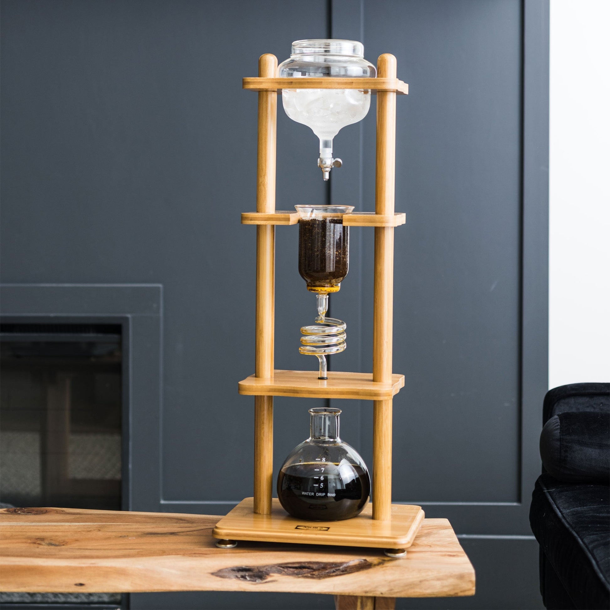 Yama Glass Cold Brew Tower – Bamboo Straight Frame – 6–8 Cup (32 oz) Espresso Parts