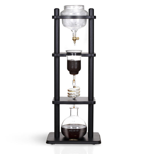 Yama Glass Cold Brew Tower – Black Straight Frame – 6–8 Cup (32 oz) Espresso Parts