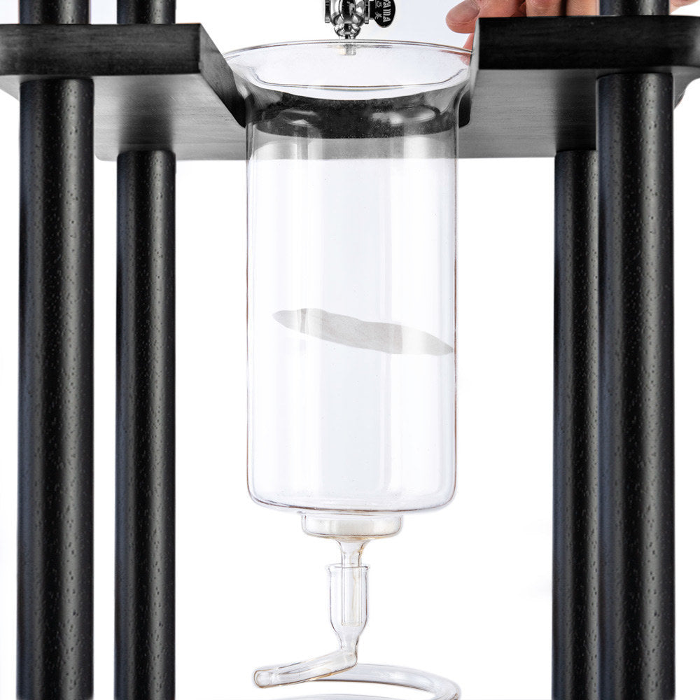 Yama Glass Cold Brew Tower – Black Straight Frame – 25 Cup (100 oz) Espresso Parts