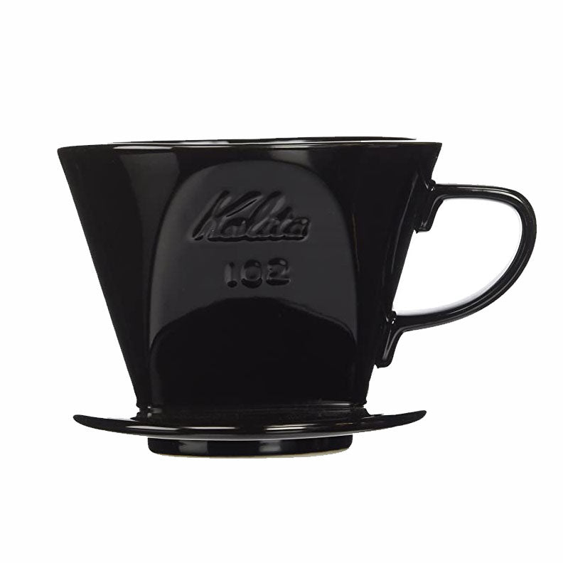 Kalita Style 102 Ceramic Pour-Over Coffee Dripper - Black, 3-Hole Wedge Cone (2-4 Cups)