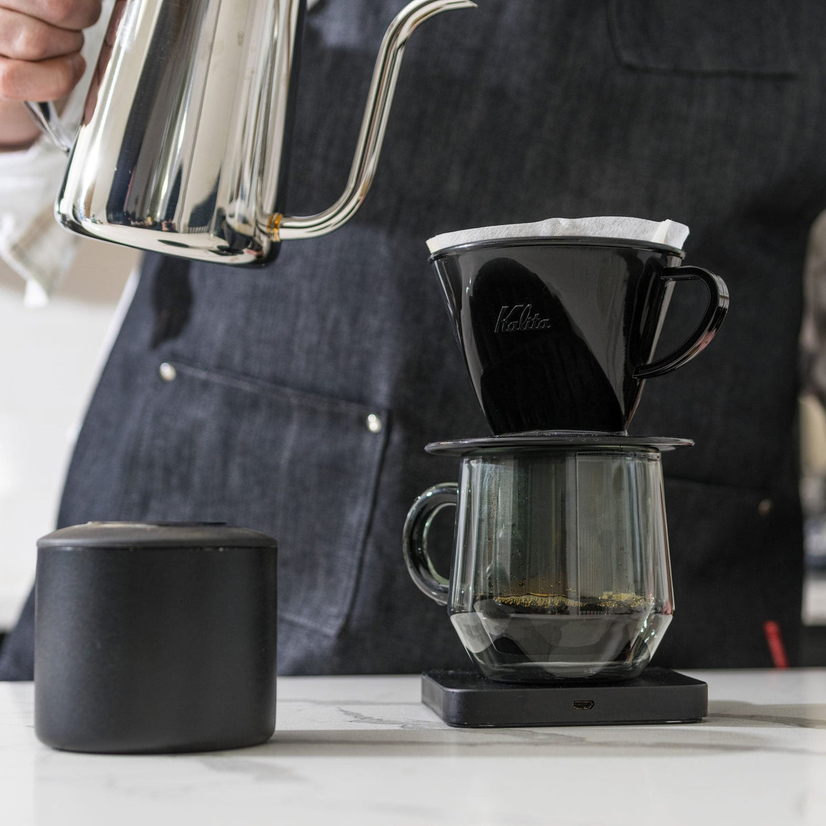Kalita Style 102 Pour-Over Coffee Dripper - Black Plastic, 3-Hole Wedge Cone (2-4 Cups)