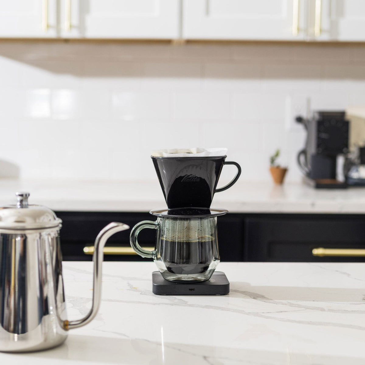 Kalita Style 102 Pour-Over Coffee Dripper - Black Plastic, 3-Hole Wedge Cone (2-4 Cups)
