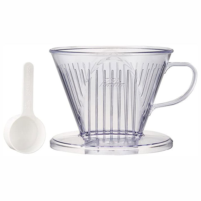 Kalita Style 103 Wide-Brim Pour-Over Coffee Dripper - Clear Plastic, 3-Hole Brewer (4-7 Cups)