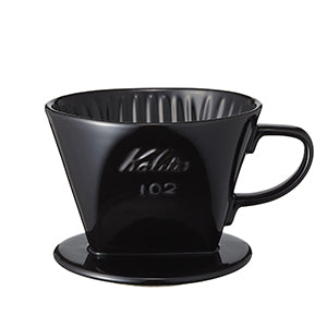 Kalita Style 102 Ceramic Pour-Over Coffee Dripper - Black, 3-Hole Wedge Cone (2-4 Cups)