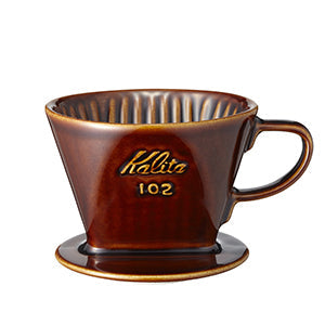 Kalita Style 102 Ceramic Pour-Over Coffee Dripper - Brown, 3-Hole Wedge Cone (2-4 Cups)