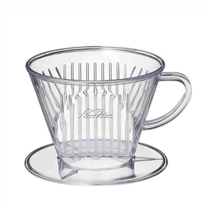 Kalita Style 102 Pour-Over Coffee Dripper - Clear Plastic, 3-Hole Wedge Cone (2-4 Cups)