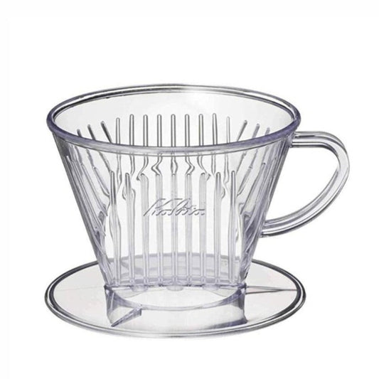 Kalita Style 102 Pour-Over Coffee Dripper - Clear Plastic, 3-Hole Wedge Cone (2-4 Cups)