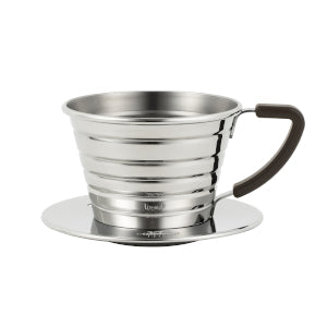 Kalita Wave 155 Stainless Steel Pour-Over Coffee Dripper - Flat-Bottom 3-Hole Brewer (1-2 Cups)