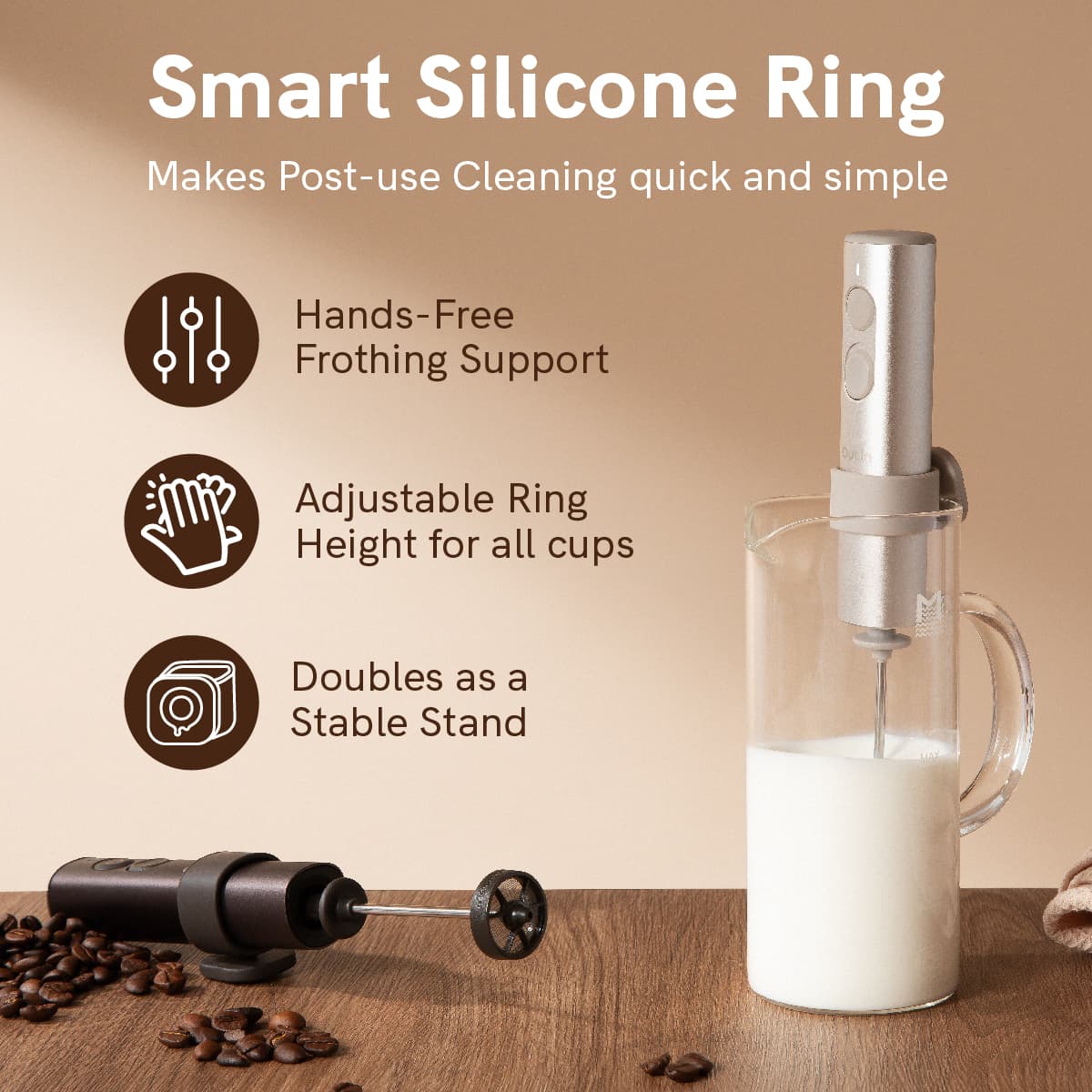 OutIn LattoGo Portable Handheld Milk Frother - Dual-Speed Whisk, USB-C Rechargeable