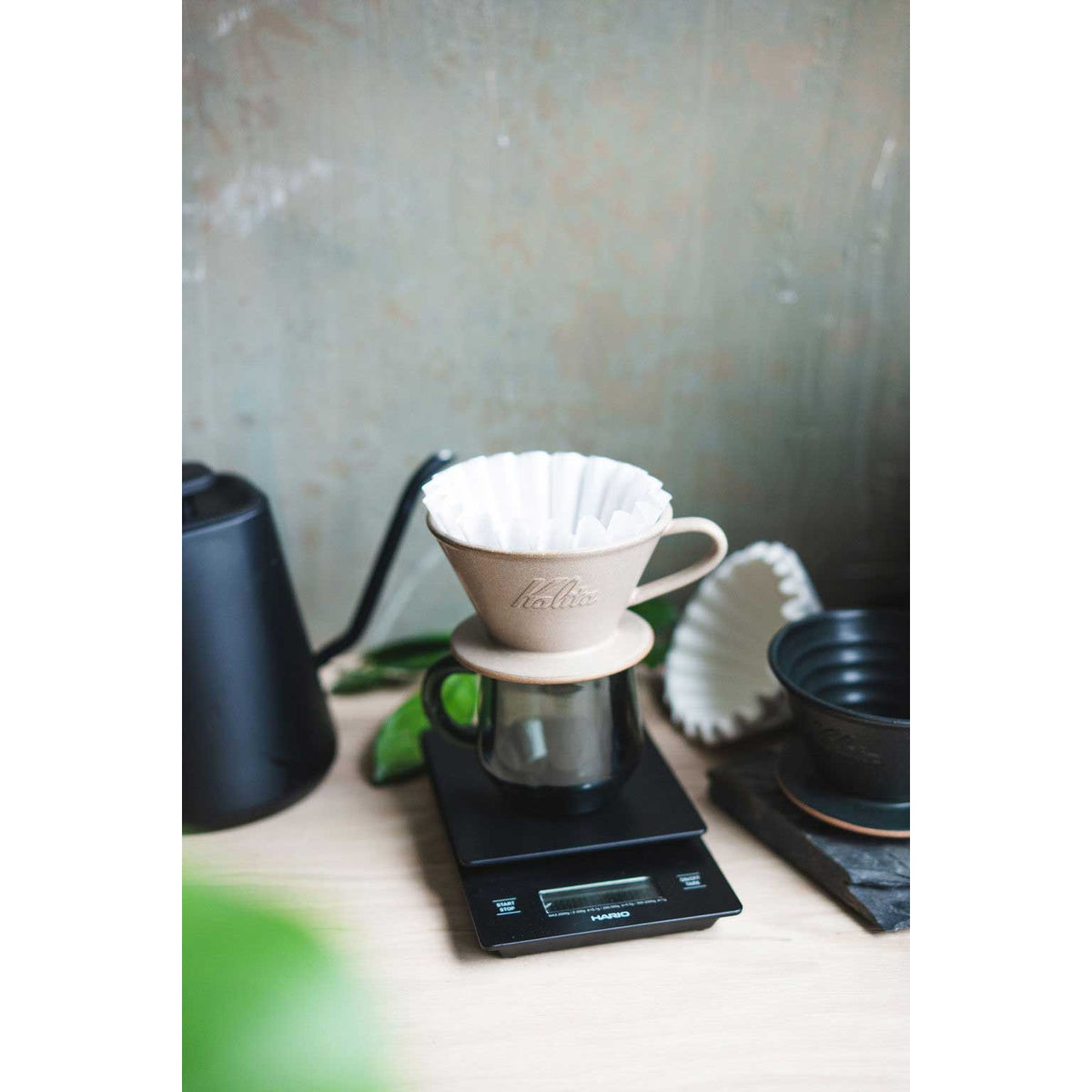 Kalita MINO 185 Ceramic Pour-Over Coffee Dripper - Sand Beige, Japanese Mino Ware (2-4 Cups)