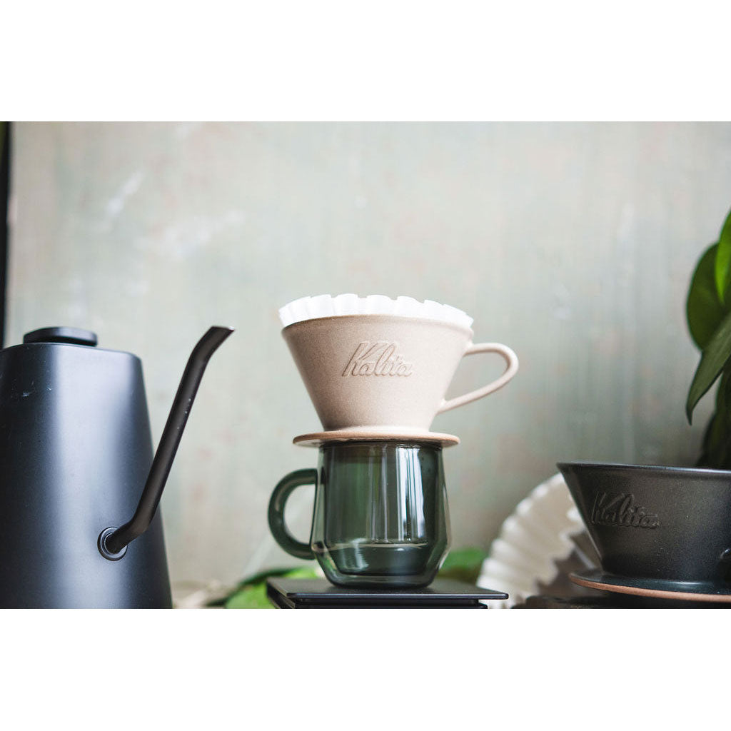 Kalita MINO 185 Ceramic Pour-Over Coffee Dripper - Sand Beige, Japanese Mino Ware (2-4 Cups)